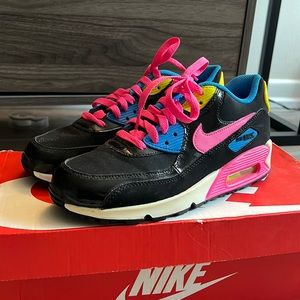 Nike Air Max 90 LTR Neon Pink/Blue/Yellow Size 6.5Y